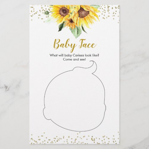 Sunflower is on the way Baby Shower Baby Face