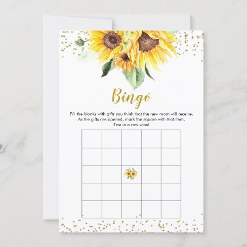 Sunflower is on the way Baby Shower Bingo Game Invitation
