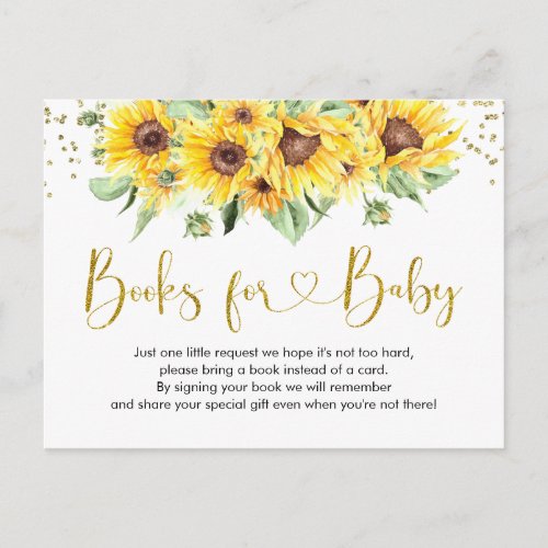 Sunflower is on the way Baby Shower Books for Baby Invitation Postcard