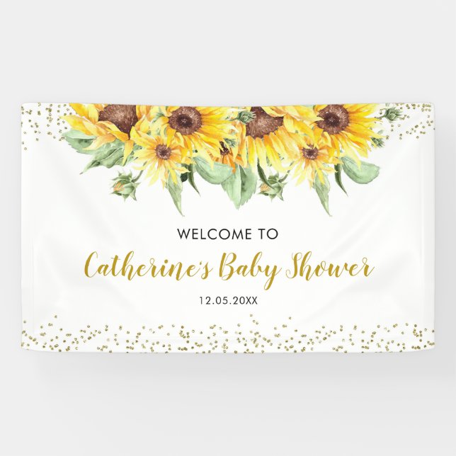 Sunflower is on the way Baby Shower Large Banner (Horizontal)