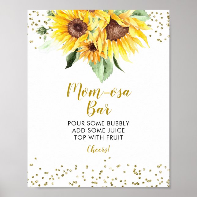 Sunflower is on the way Baby Shower Mom-osa Bar Poster (Front)