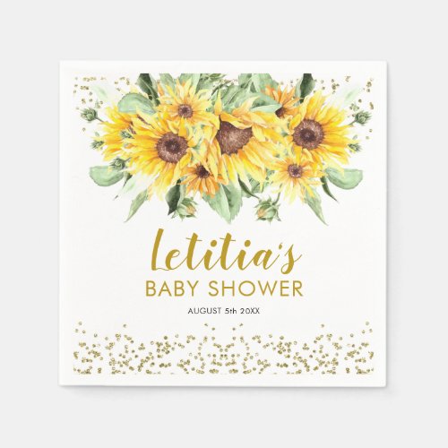 Sunflower is on the way Baby Shower Paper Napkin