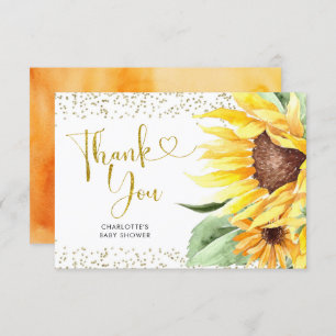 Sunflower is on the way Baby Shower Thank You Card