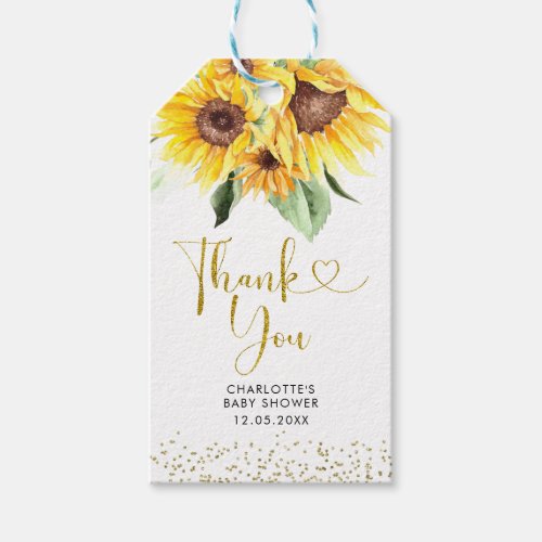 Sunflower is on the way Baby Shower Thank You Tag