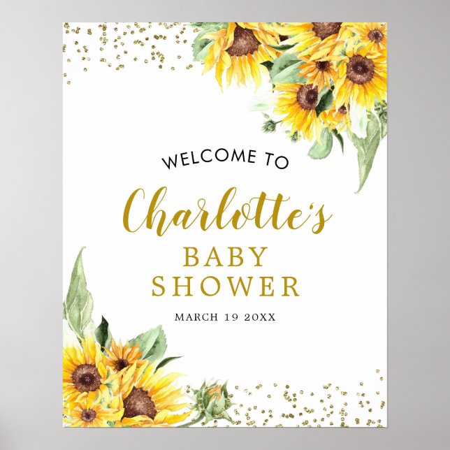 Sunflower is on the way Baby Shower Welcome Sign (Front)