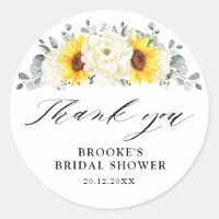 Sunflower Ivory Peony Bridal Shower Thank you