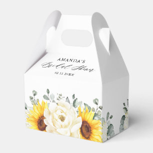 Sunflower Ivory Peony Eucalyptus Bridal Shower Favor Boxes