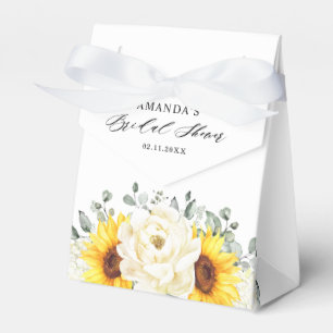 Sunflower Ivory Peony Eucalyptus Bridal Shower Favor Boxes