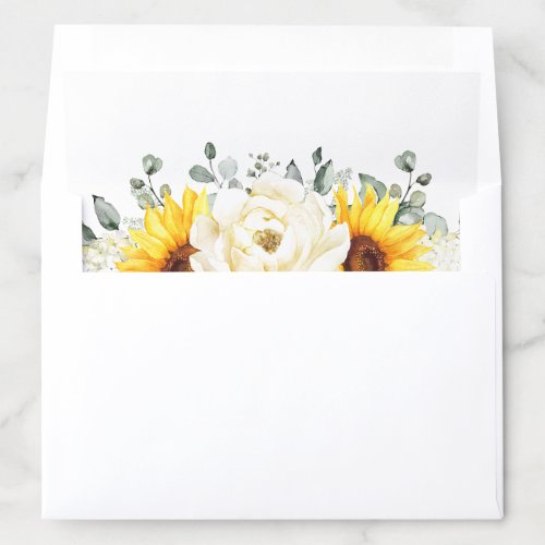 Sunflower Ivory Peony Floral Eucalyptus Wedding    Envelope Liner