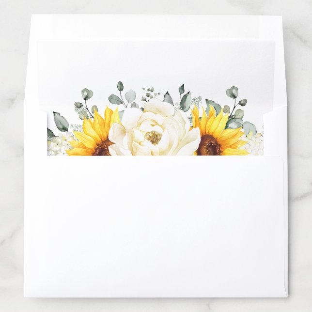 Sunflower Ivory Peony Floral Eucalyptus Wedding    Envelope Liner (In Envelope)
