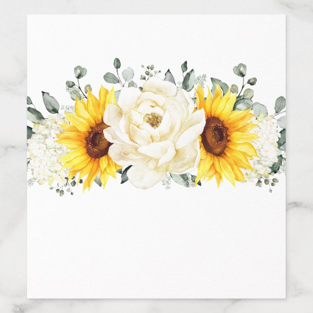 Sunflower Ivory Peony Floral Eucalyptus Wedding    Envelope Liner (Design)