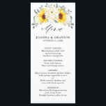 Sunflower Ivory Peony Floral Eucalyptus Wedding    Menu<br><div class="desc">Elegant modern floral midsummer wedding menu features a bouquet of watercolor sunflower hydrangea & peonies in shades of rich yellow, ivory, with lush green botanical leaves and eucalyptus. Please find more matching designs and variations from my "blissweddingpaperie" store. And feel free to contact me for further customization or matching items....</div>