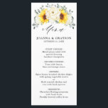 Sunflower Ivory Peony Floral Eucalyptus Wedding    Menu<br><div class="desc">Elegant modern floral midsummer wedding menu features a bouquet of watercolor sunflower hydrangea & peonies in shades of rich yellow, ivory, with lush green botanical leaves and eucalyptus. Please find more matching designs and variations from my "blissweddingpaperie" store. And feel free to contact me for further customization or matching items....</div>