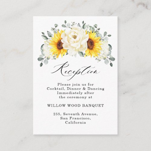 Sunflower Ivory Peony Floral Wedding Reception     Enclosure Card
