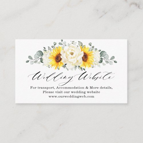 Sunflower Ivory Peony Wedding Website Details      Enclosure Card