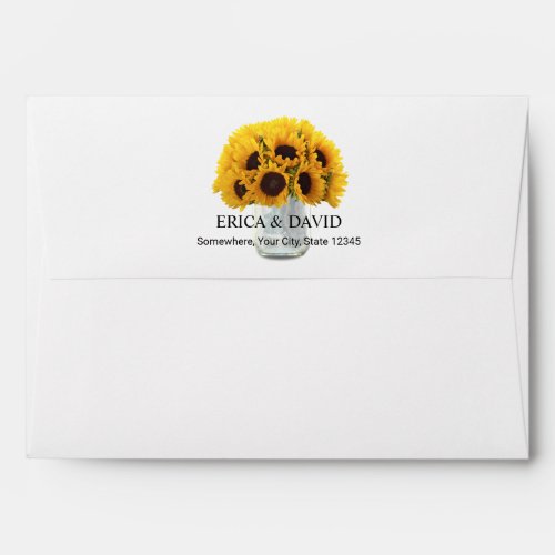 Sunflower Jar String Lights Rustic Barn Wedding Envelope