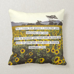 Sunflower Jeremiah Bible Verse Throw Pillow
