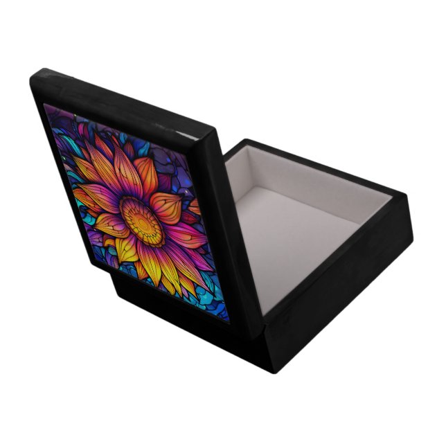 Sunflower jewelry gift box.  box (Back Open)