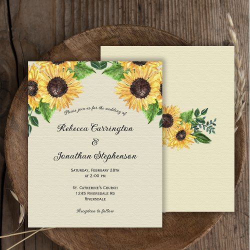 Sunflower Joy Boho Country Budget Wedding Invite Flyer
