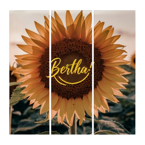 SUNFLOWER JOY PERSONALIZED WITH BERTHA TRIPTYCH