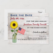 Sunflower July 4th Party or Reunion Save the Date Announcement Postcard (Front/Back)
