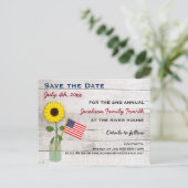 Sunflower July 4th Party or Reunion Save the Date Announcement Postcard (Standing Front)