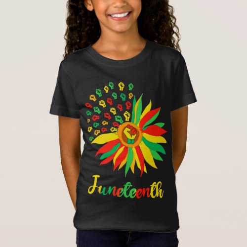 Sunflower Juneteenth With Flying Fists Juneteenth  T_Shirt