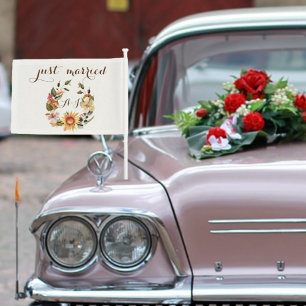 Sunflower just married car flag