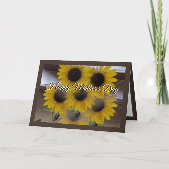 Sunflower Kaleidoscope Brown Mothers Day Card (Front)