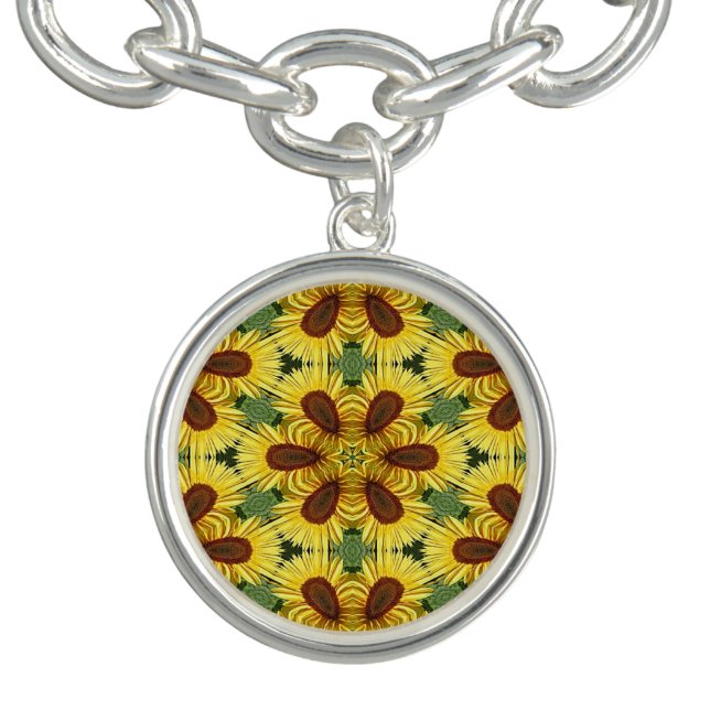 Sunflower Kaleidoscope Charm Bracelet (Design)