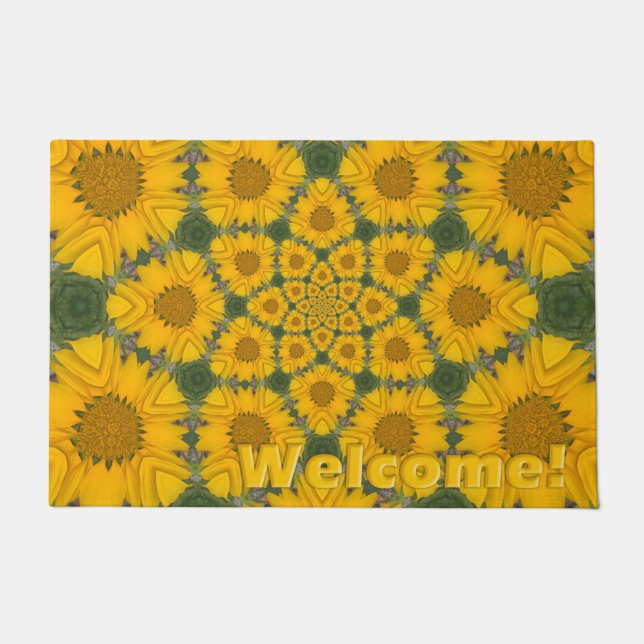 Sunflower Kaleidoscope Doormat (Front)