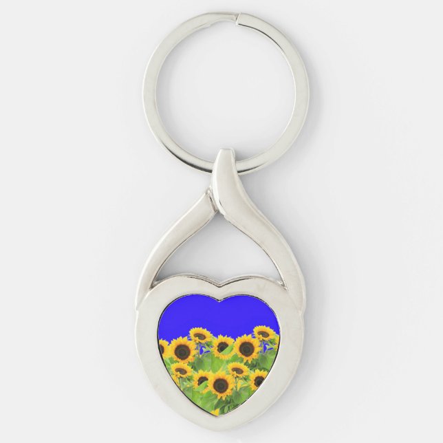 Sunflower Keychain Ukraine Flag Colors - Freedom (Front)