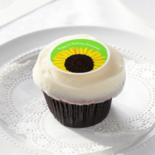 Sunflower Kids Birthday Party Summer Edible Frosting Rounds