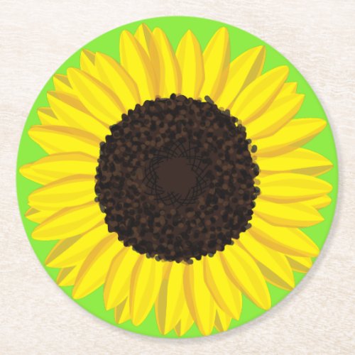 Sunflower Kids Birthday Party Summer Round Paper Coaster