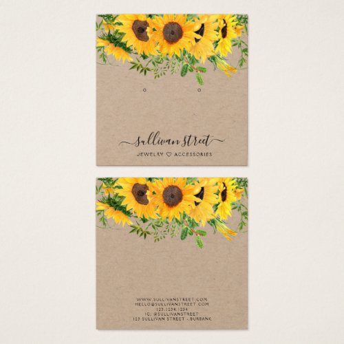 Sunflower Kraft Earrings Jewelry Display Card