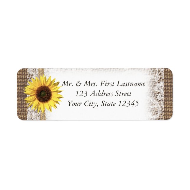 Sunflower Lace and Burlap Label (Front)