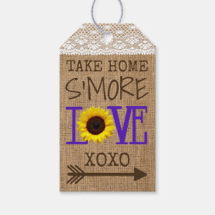 Sunflower Lace Burlap Purple Take Home S'More Love Gift Tags