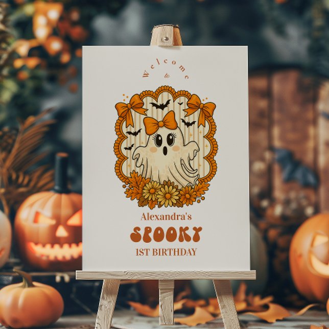 Sunflower Lace Ghost Halloween 1st Birthday Foam Board (Creator Uploaded)