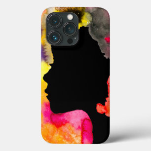Sunflower lady silhouette watercolor art iPhone 13 pro case