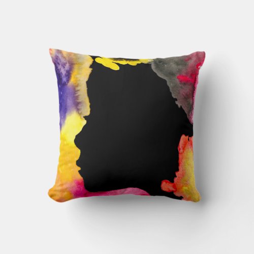Sunflower lady silhouette watercolor art throw pillow