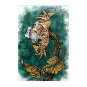 Sunflower Lady Surrealism Acrylic Art - Painting