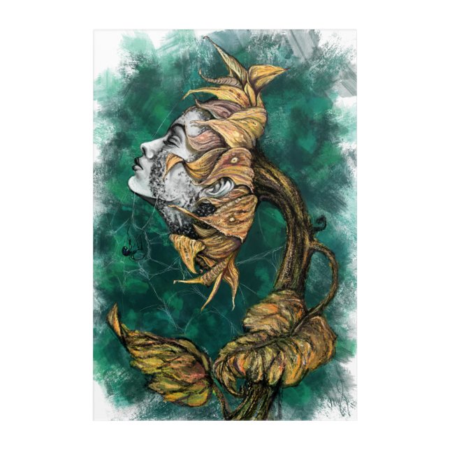 Sunflower Lady Surrealism Acrylic Art - Painting (Front)