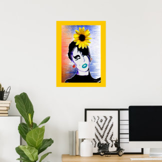 Sunflower Ladybug Watercolor Art  Poster