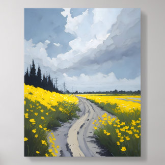Sunflower Lane Digital Wall Art Print Acrylic Photo Tile