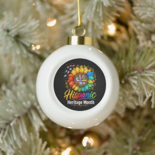 Sunflower Latin Countries Hispanic Heritage Month Ceramic Ball Christmas Ornament