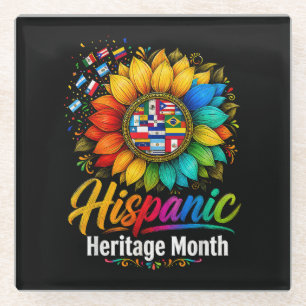 Sunflower Latin Countries Hispanic Heritage Month Glass Coaster