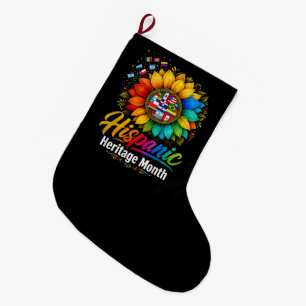 Sunflower Latin Countries Hispanic Heritage Month Large Christmas Stocking