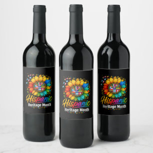 Sunflower Latin Countries Hispanic Heritage Month Wine Label