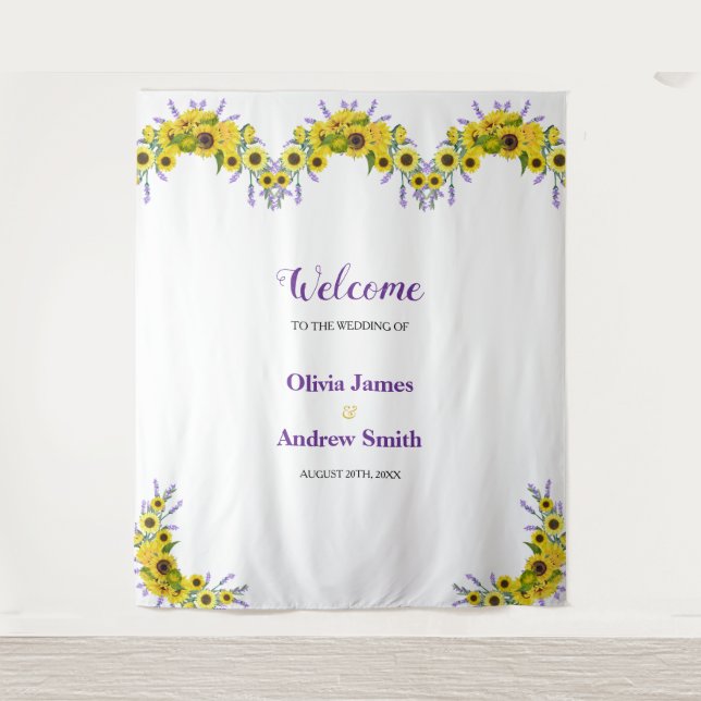 Sunflower & Lavender Floral Wedding Backdrop (Front)