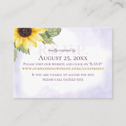 Sunflower Lavender Online Response Card